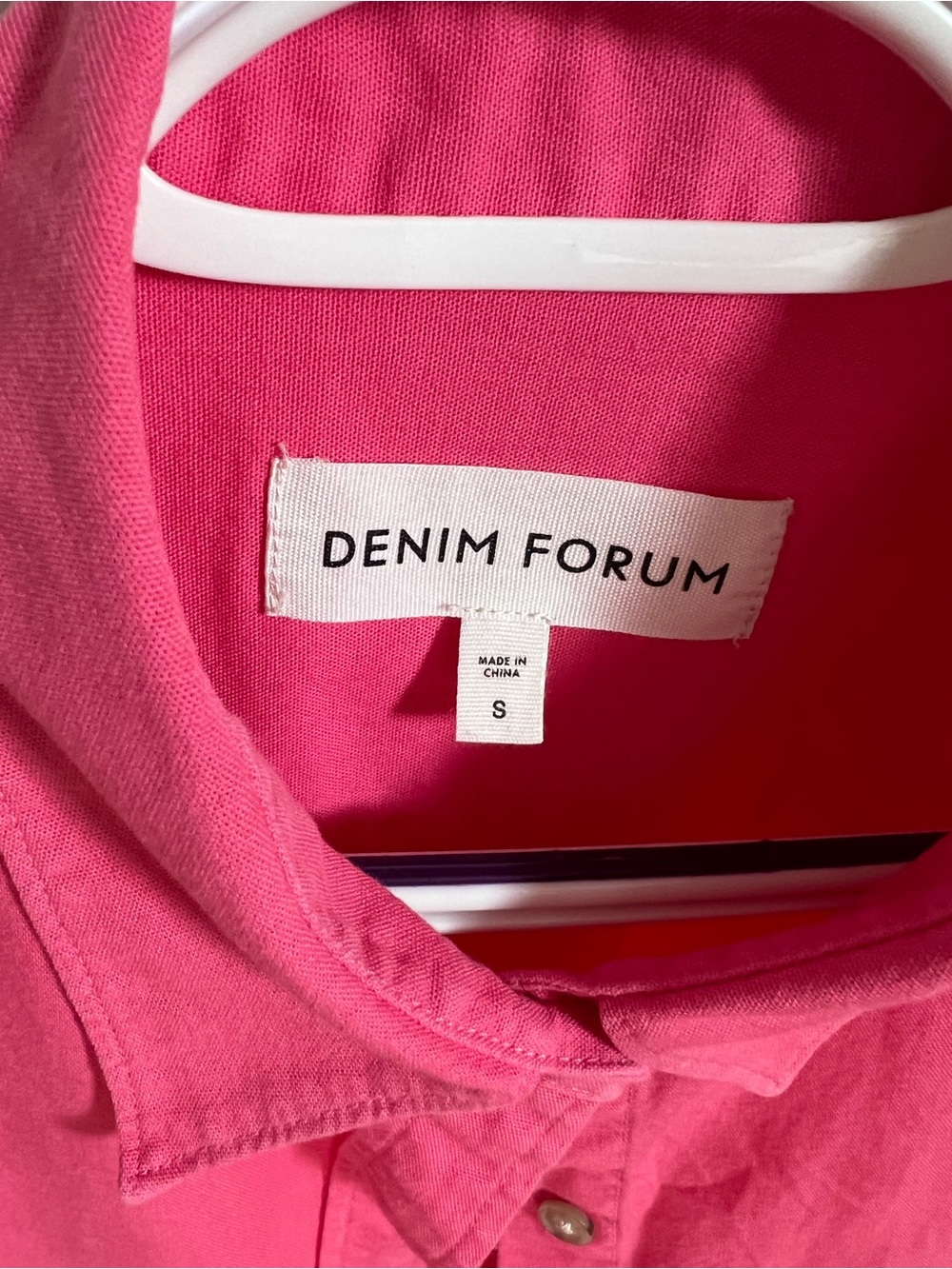 Aritzia Denim Forum Pink Short-Sleeve Button-Down Shirt - Picture 5 of 5